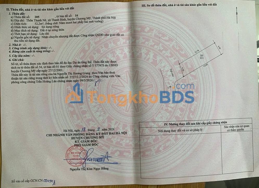 Bán đất Thanh Bình, Chương Mỹ 52m² - Lời gấp hơn 1 tỷ, ô tô tránh