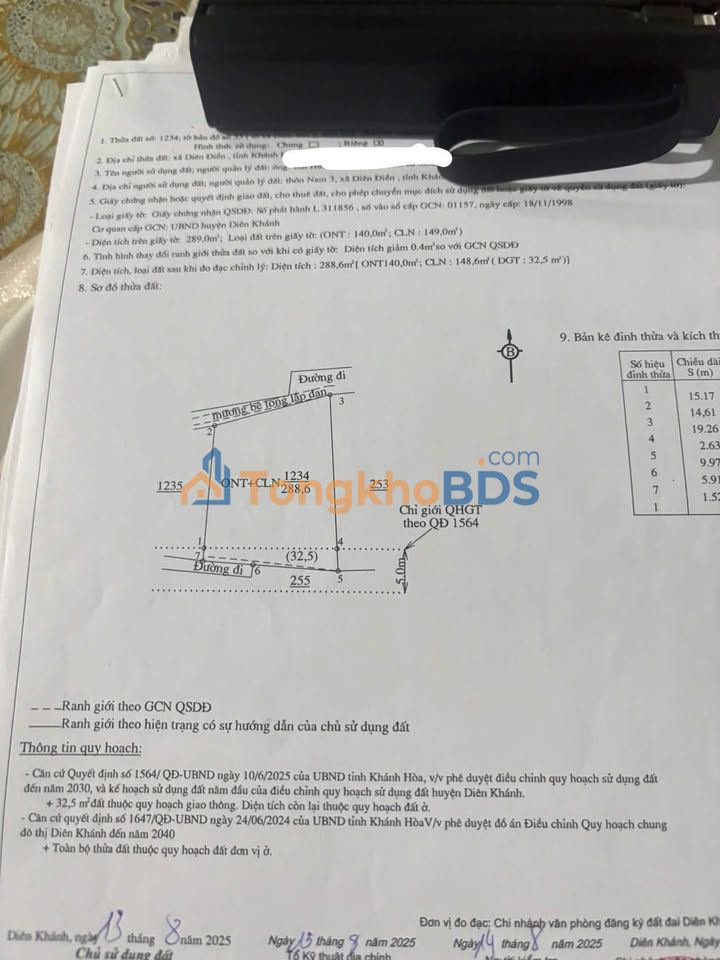 Đất nền Diên Sơn 288m² - Giá 1.75 tỷ, Sổ đỏ sẵn sàng đầu tư