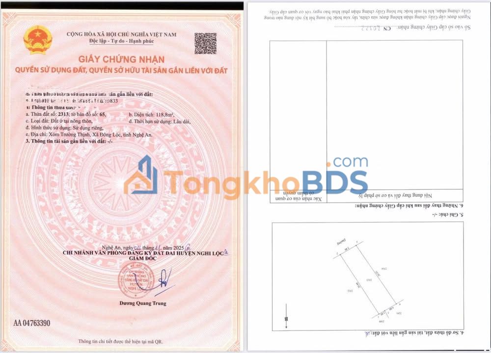 Đất nền 118m² mặt đường nhựa, Thị xã Thái Hòa - Giá chỉ 1.2 tỷ