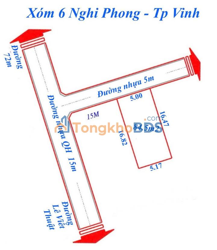 Đất Nền TP Vinh - 84.5m² Lối 2 Lê Viết Thuật, Giá 1.8 Tỷ