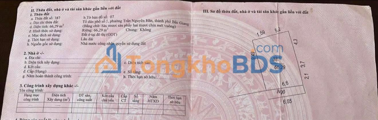 Bán Đất Chính Chủ Phường Trần Phú, Bắc Giang - 70m² - 1.2 Tỷ