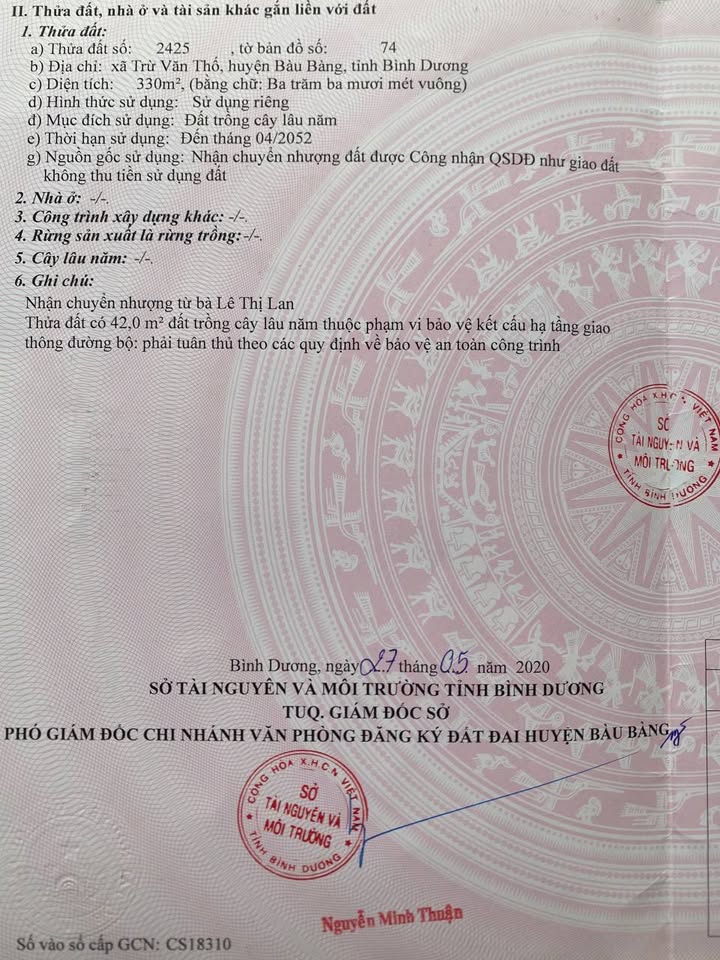 Bán Gấp Đất Chính Chủ 330m² Mặt Tiền Rộng, Sát Trục HCM - 700 Triệu