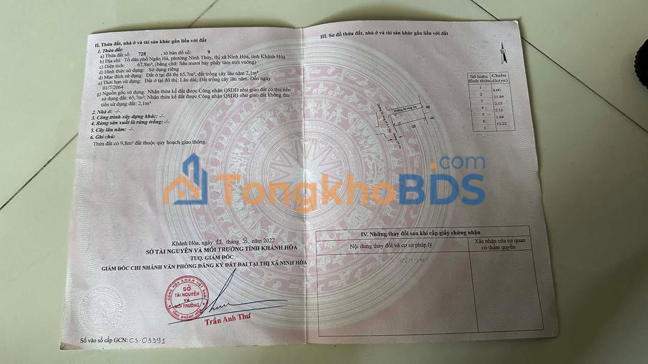 Bán đất tặng nhà 67.8m² Ninh Thủy - Sổ đỏ sẵn, gần biển 300m