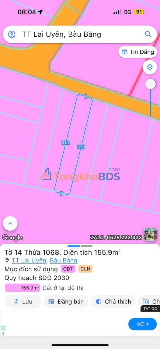 Đất Vàng Bàu Bàng 1240m² - Sổ Đỏ Chính Chủ, Giá 840 Triệu