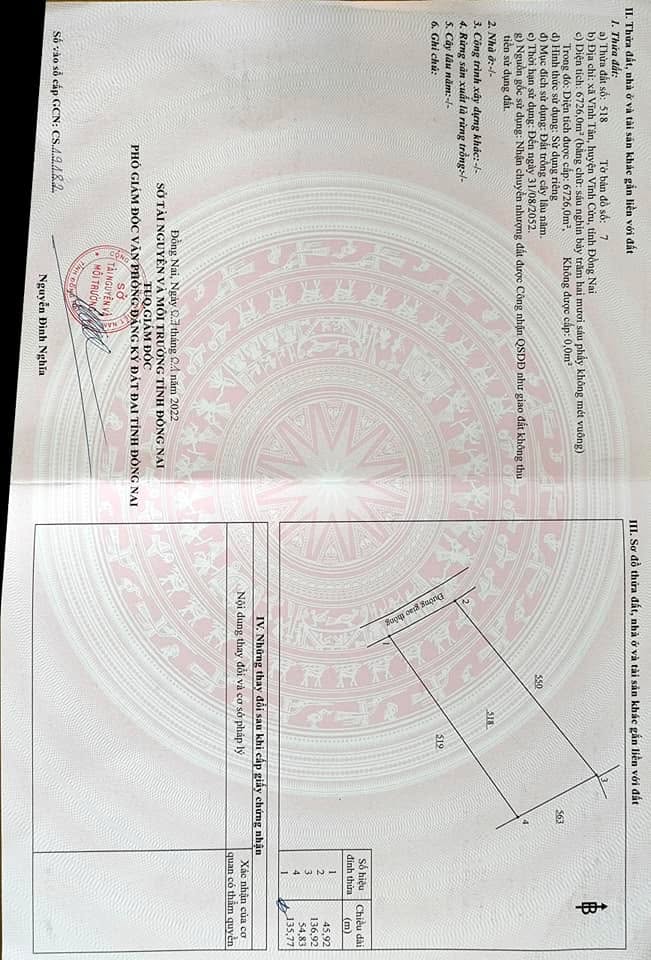 Đất Vĩnh Cửu, Đồng Nai 6700m² - Giảm Sâu 870 Triệu/Sào, Đầu Tư Hời!