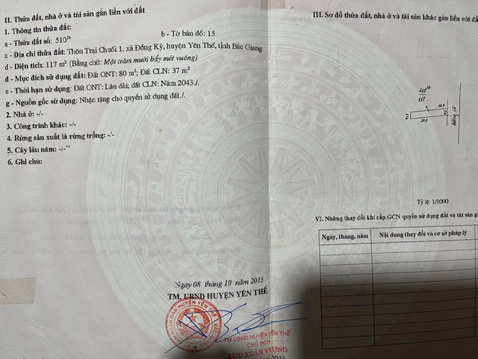 Bán Đất Đồng Kỳ Yên Thế 117m² - Sổ Đỏ Chính Chủ, Giá Tốt