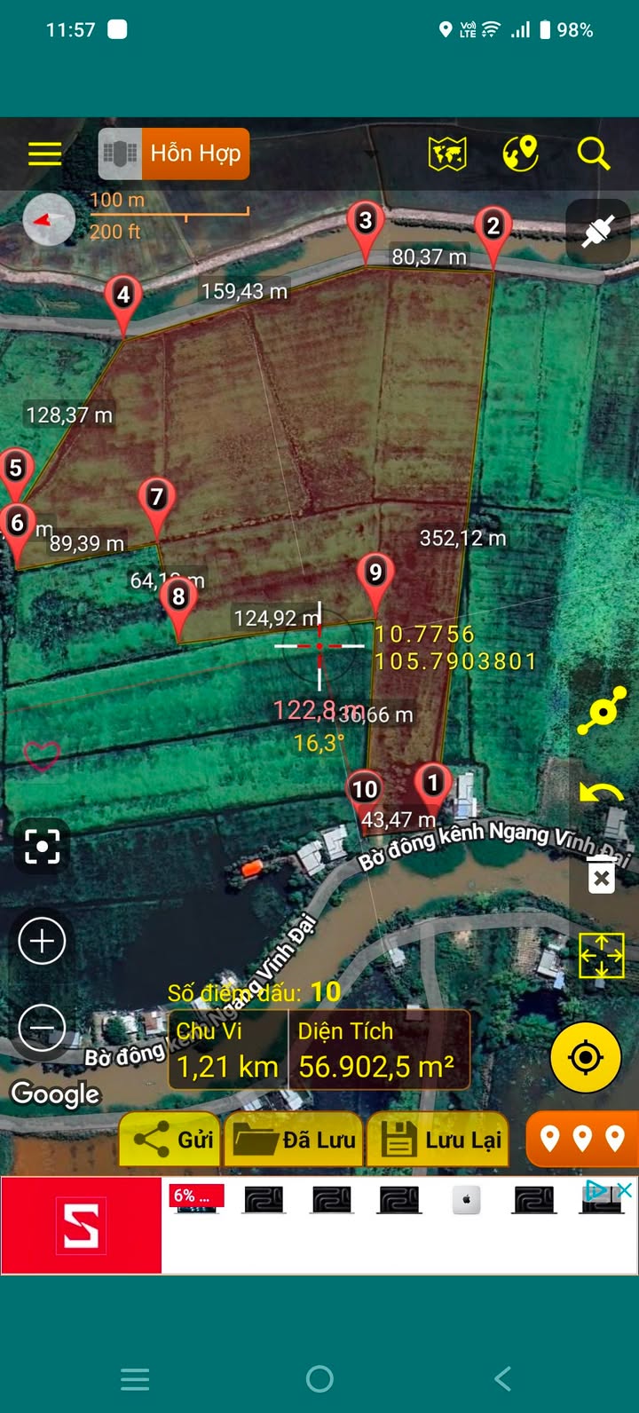 Bán Đất Vĩnh Đại Tân Hưng Long An 58 Công Giá 6.96 Tỷ - Đường Ô Tô