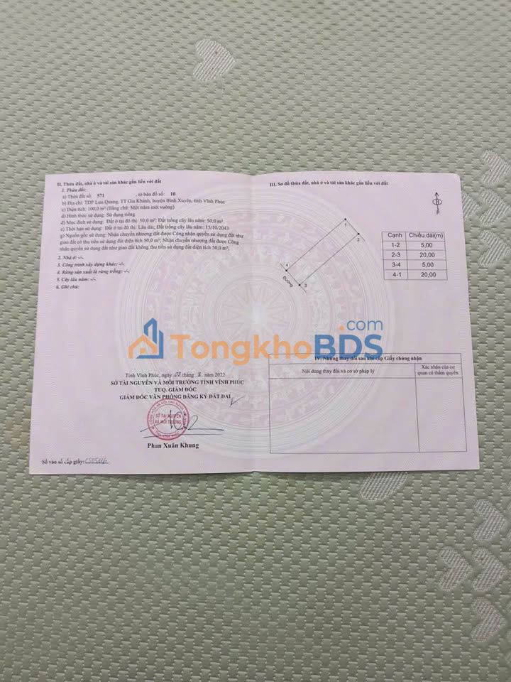 Đất nền Gia Khánh, Bình Xuyên 100m² - Đường 2 ô tô tránh, giá chỉ 1 tỷ