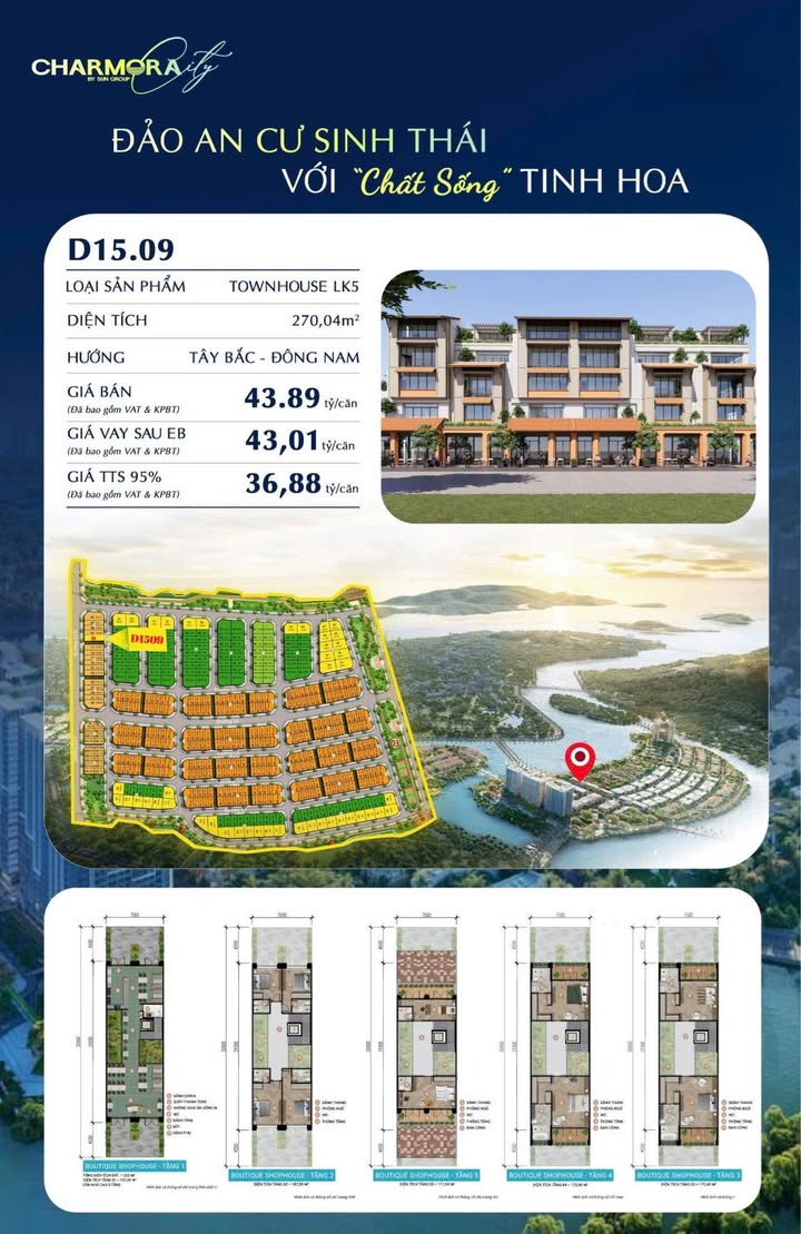 Townhouse Sun Group Nha Trang D15.09 - 270m² - 42.15 Tỷ, Sẵn Sàng Bàn Giao