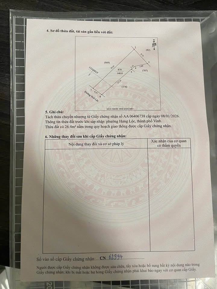 Bán Đất Mặt Tiền 140m² Đường Hòa Lộc, TP Vinh - Kèm Nhà Cấp 4 Kiên Cố, Giá 3 Tỷ