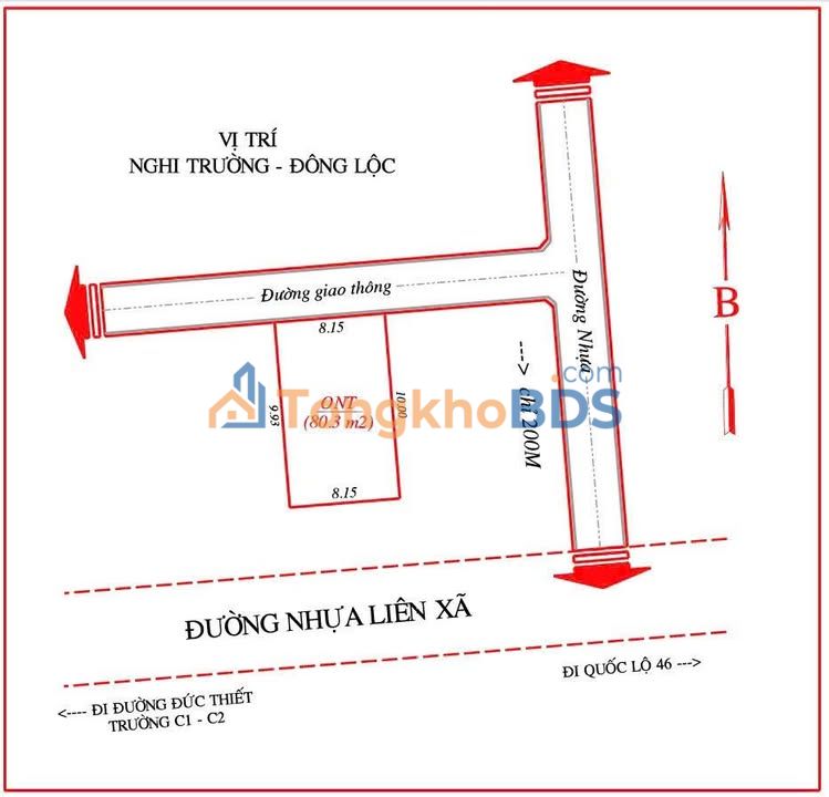 Bán đất Nghi Trường 80.3m² - Sổ đỏ thổ cư, bám đường bê tông