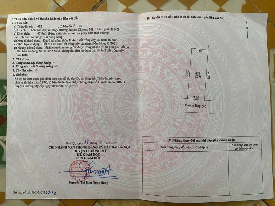 Bán đất Xã Tiên Phương, Chương Mỹ 50m² - Giá chỉ hơn 2 tỷ, ô tô đỗ cửa