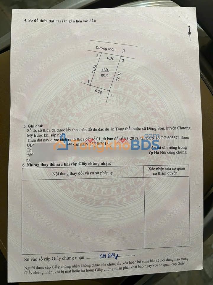 Đất Nở Hậu 80.3m² Đông Sơn, Chương Mỹ - Sổ Đỏ Lâu Dài, Giá 2.x Tỷ