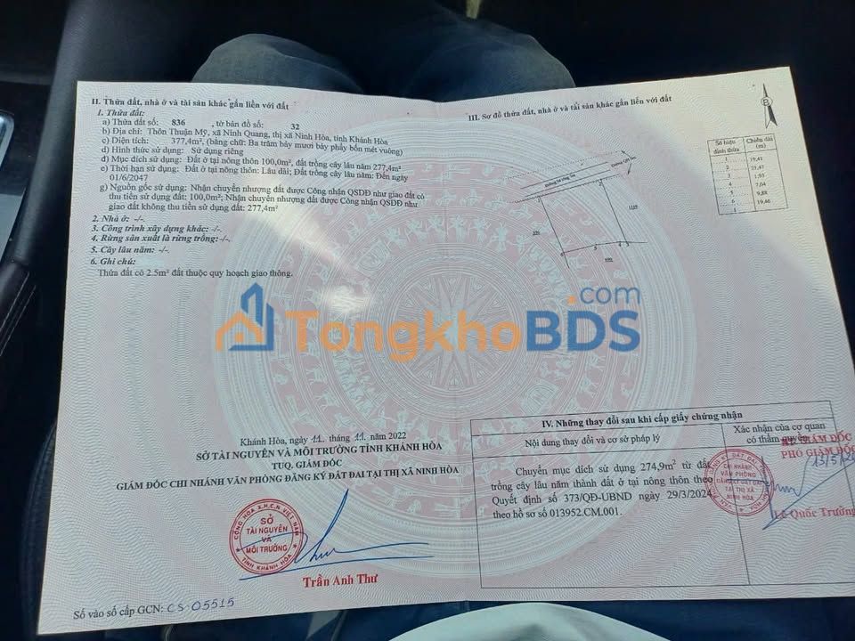 Đất Vàng Ninh Hòa 377m² - Sổ Đỏ Full Thổ, Tách 3 Lô, Mặt Tiền 8m
