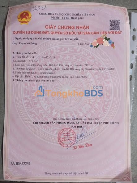 Đất Bình Phước Thôn 7 640m² giá 1 tỷ - Sổ đỏ chính chủ