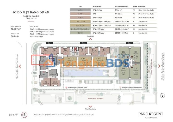 Căn hộ Parc Regent Hà Đông 111m² - Biệt thự trên không, view triệu đô