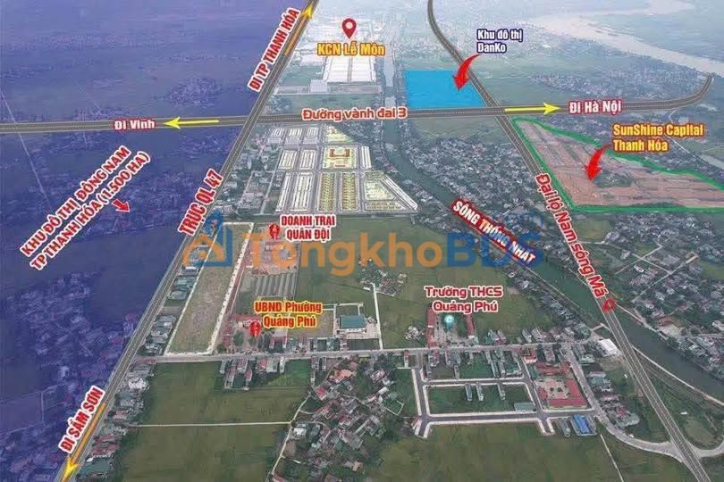 Bán đất Quảng Phú, Thanh Hoá 95.5m² - Sổ đỏ sẵn, xây tự do