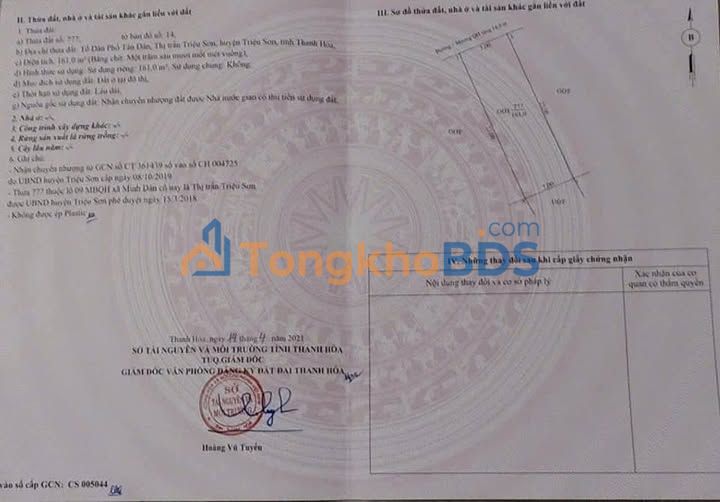 Đất nền Đồng Hàn - Đông Sơn, Thanh Hóa: 161m² Kinh doanh Đắc Lợi, Giá 1.8 tỷ