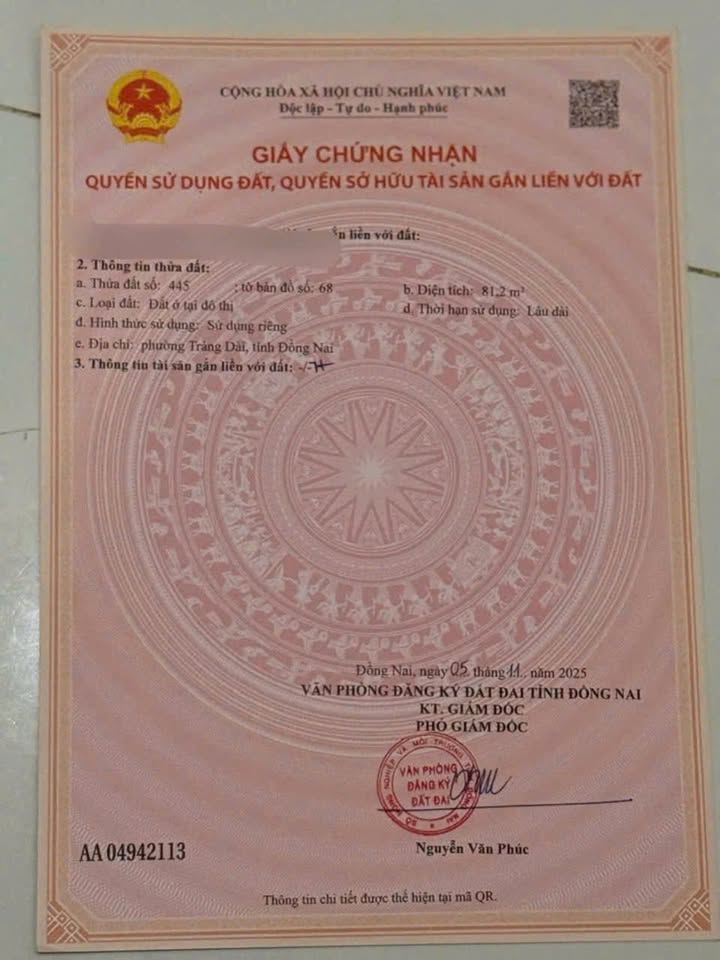 Đất nền Trảng Dài, Biên Hòa 80m² Sổ riêng thổ cư - Giá 1.45 tỷ