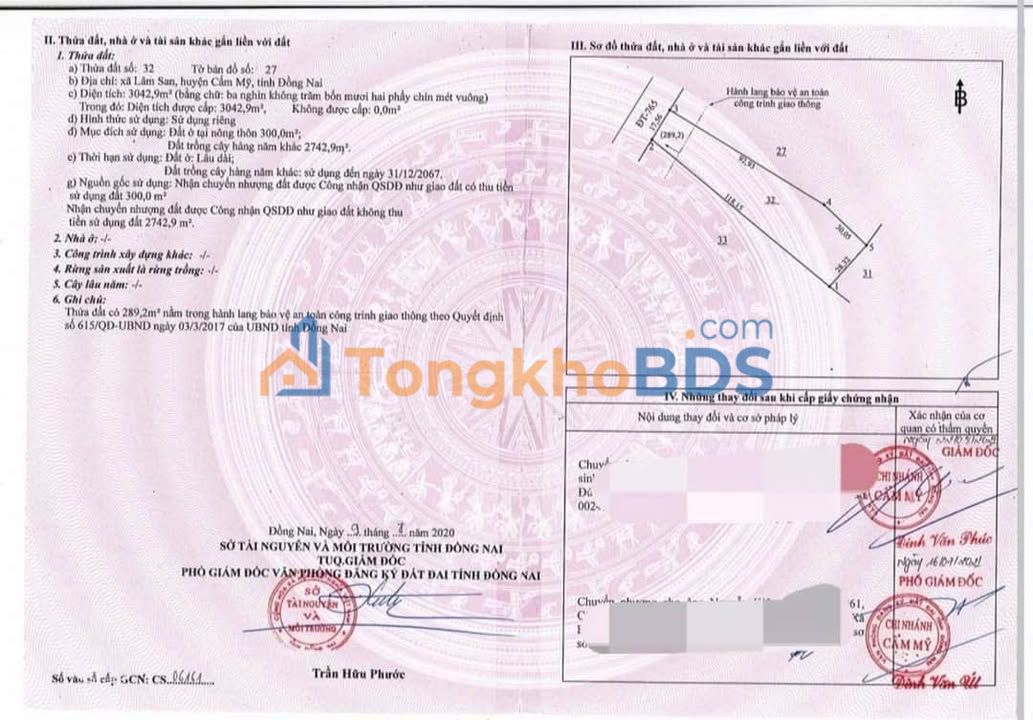 Bán Đất Mặt Tiền Tỉnh Lộ 765, Cẩm Mỹ, Đồng Nai - 3048m², 6 Tỷ