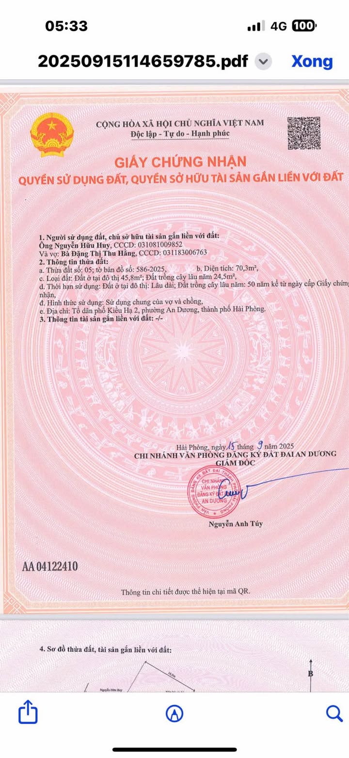 Bán đất mặt đường Quốc Tuấn - An Lão 70.3m² giá 1.5 tỷ, vị trí đắc địa