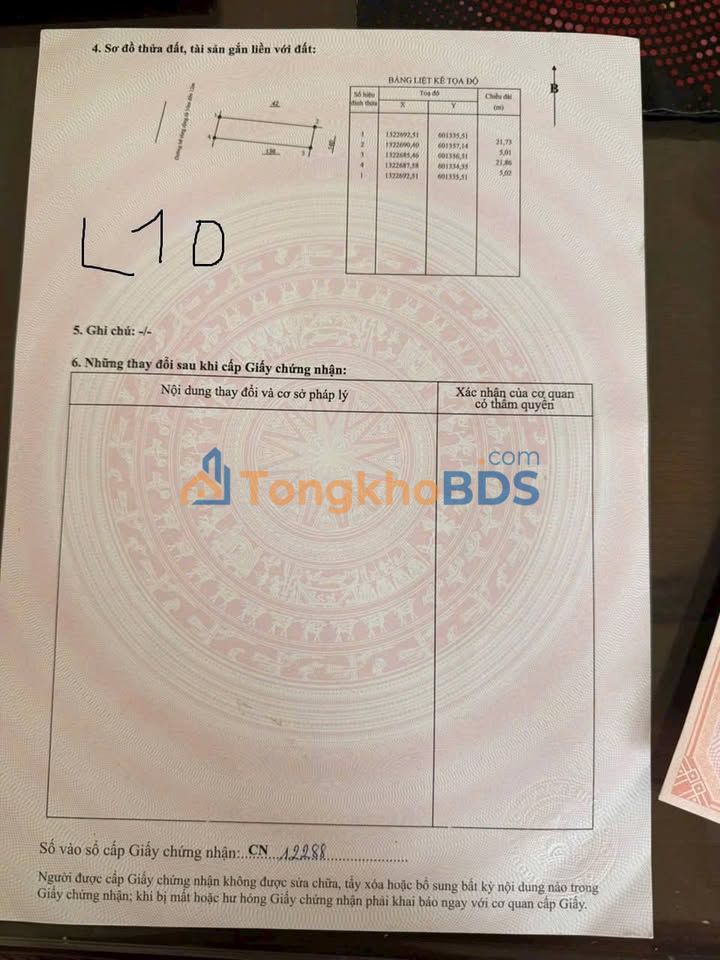 Đất nền Cam Ranh 109m² mặt tiền Sư Đoàn 377 - Hướng Tây, Giá 1.5 tỷ