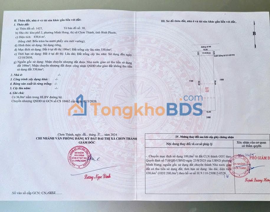 Đất Nền Minh Hưng 400m² - Gần QL13, Giá 1.5 Tỷ