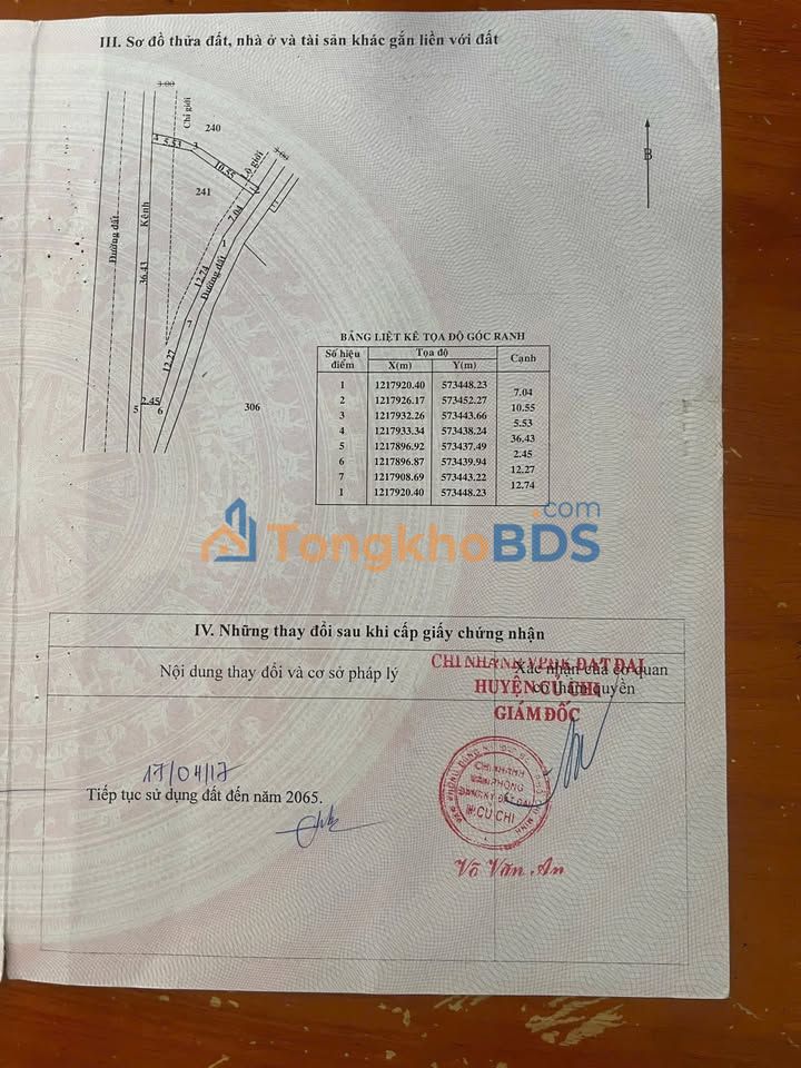 Bán đất 272m² Phước Thạnh, Củ Chi - Sổ hồng riêng, giá 650 triệu