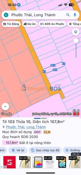 Đất nền Long Thành 158m² 1.8 tỷ - Sổ đỏ chính chủ