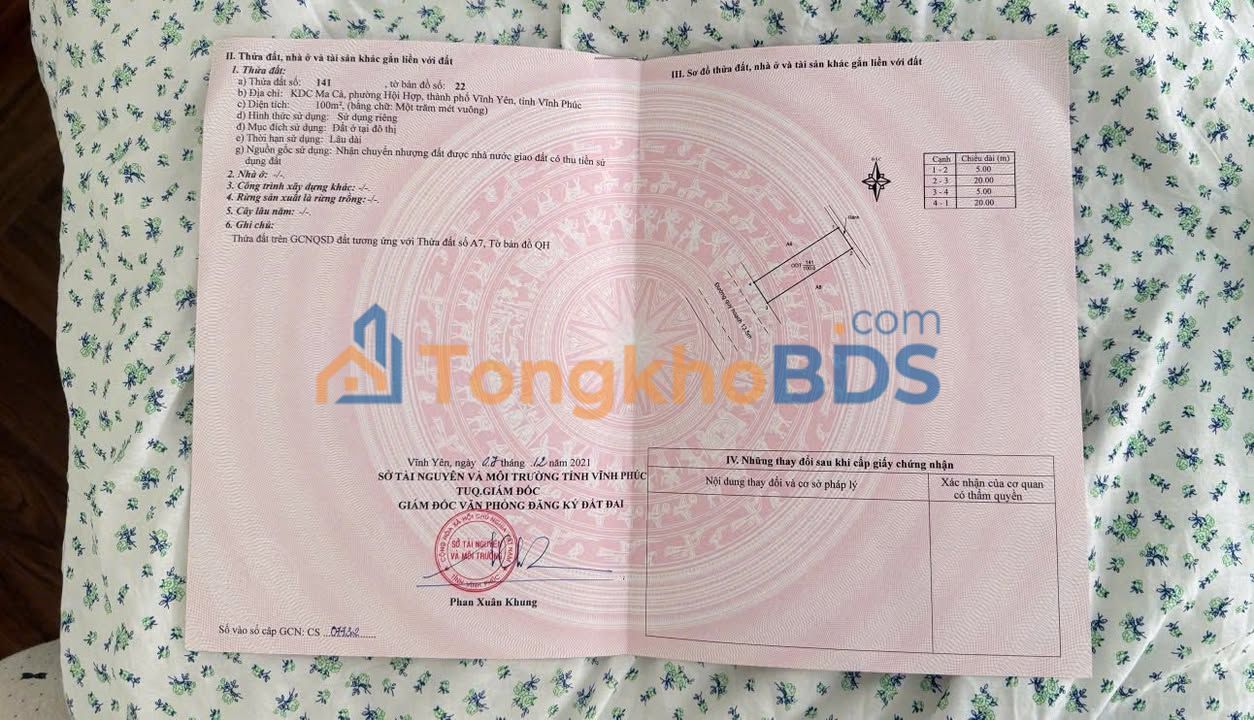 Đất Vĩnh Phúc - 100m² Hội Hợp, Vĩnh Yên - Sổ Đỏ Thổ Cư, Đường 13.5m