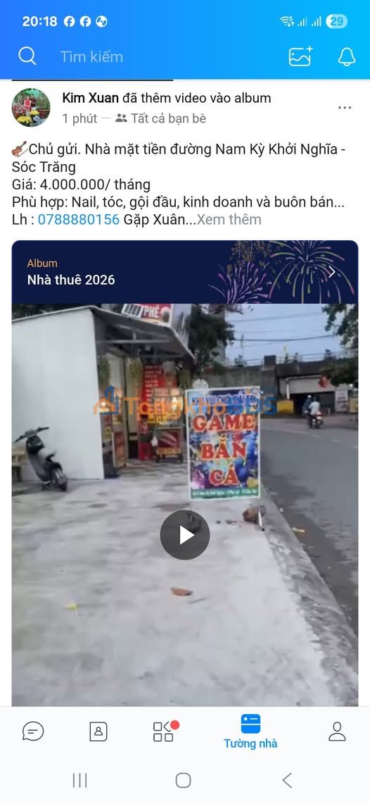 Mặt Tiền Kinh Doanh Đường Nam Kỳ Khởi Nghĩa, Sóc Trăng - 4 Triệu/Tháng