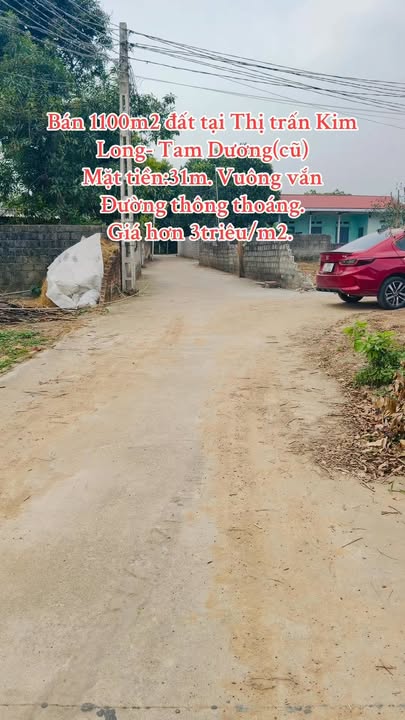 Đất Vĩnh Phúc 1100m² - Mặt tiền 31.5m, Sổ Đỏ Thổ Cư, Gần KCN Tam Dương