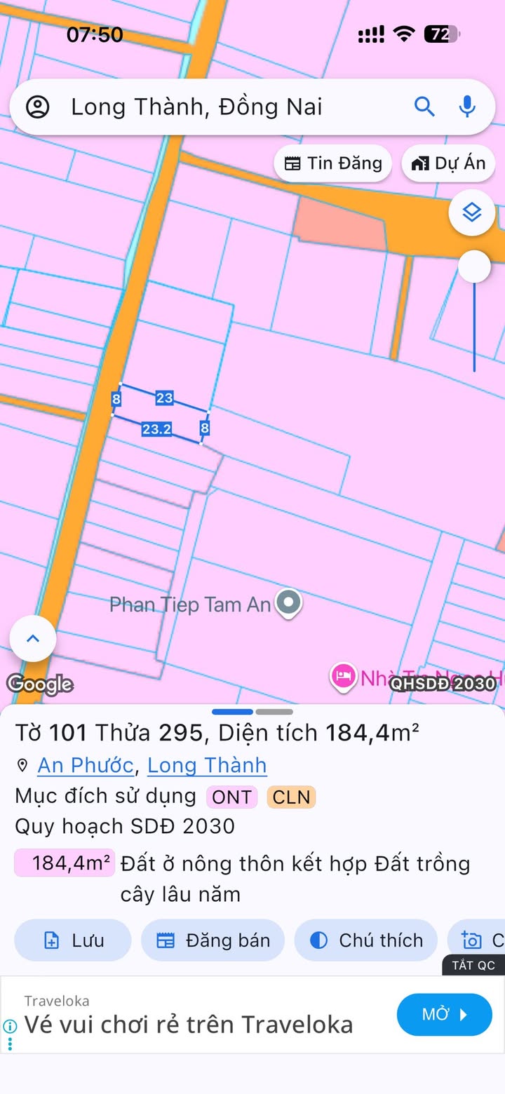 Bán đất An Phước, Long Thành 80m² sổ riêng, đường thông khu dân cư