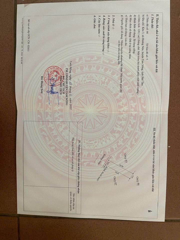 Đất 120m² Hương Nộn, Tam Nông - Sổ đỏ sẵn, oto tránh nhau