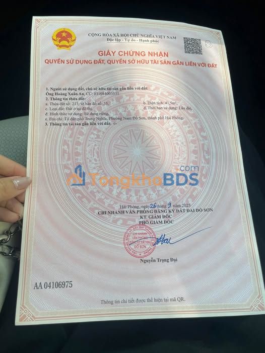 Đất Lô Góc Trung Nghĩa Đồ Sơn 41.5m² - Ô Tô Đỗ Ngày Đêm - 1.2 Tỷ