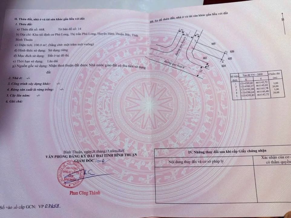 Đất thổ cư 100m² TDC Phú Long, Phan Thiết - Sổ hồng sẵn, giá 1.4 tỷ