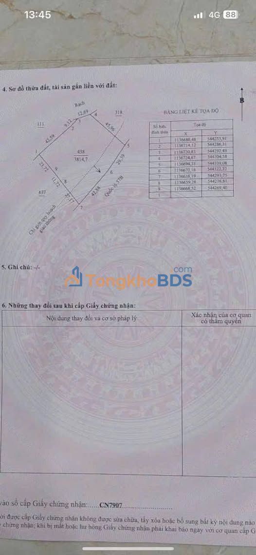 Đất Nền MT QL 57B, Mỏ Cày Bắc, Bến Tre - 3814m², Giá Đầu Tư 1.75 Tỷ/Công