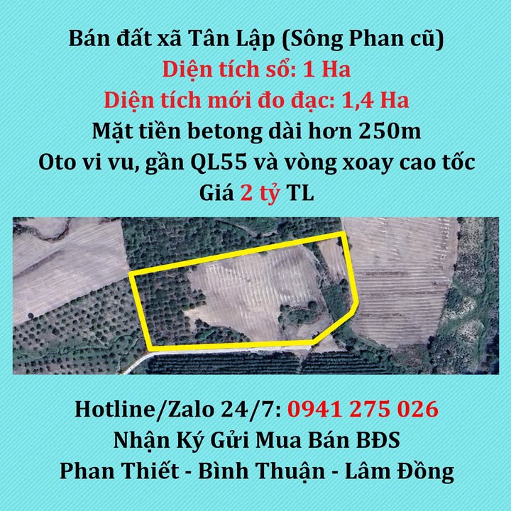 Bán đất 14000m² mặt tiền đường betong Hàm Thuận Nam - 2 tỷ