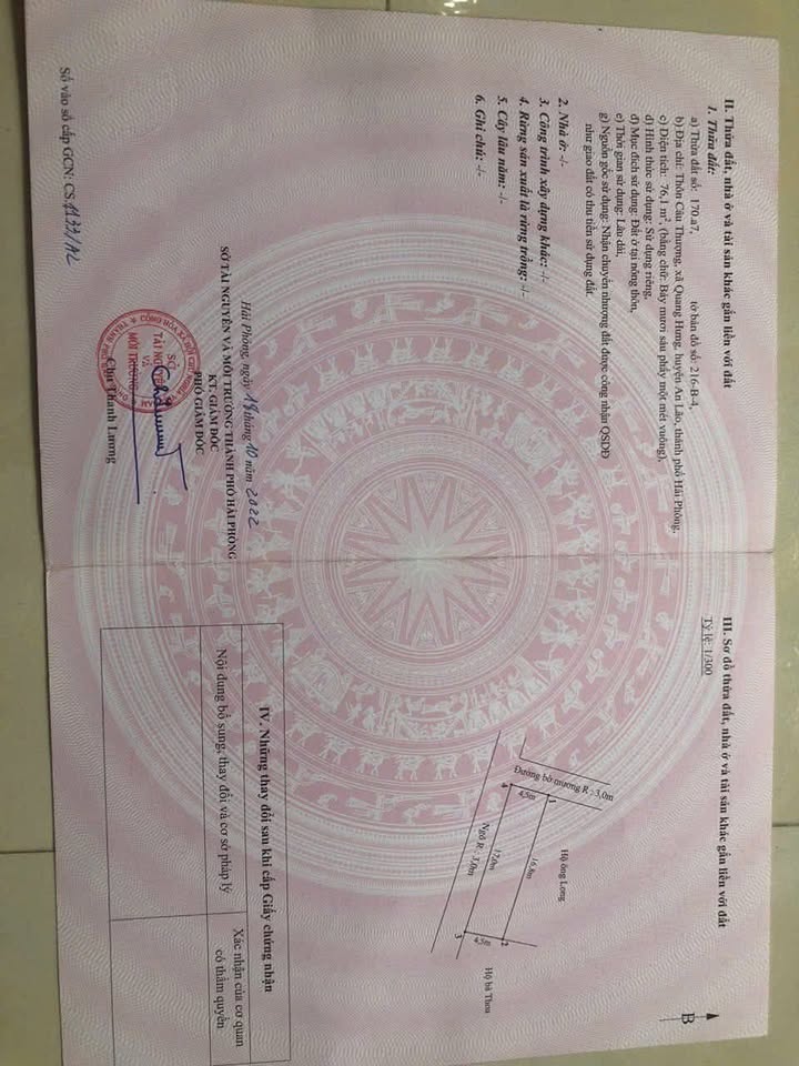 Bán Đất Góc Xã An Quang, Hải Phòng - 76m², Lô Góc Thoáng, Giá Đầu Tư