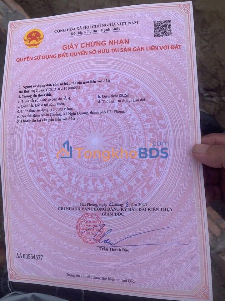 Đất nền Ngũ Phúc (Kiến Thụy, Hải Phòng) 80.2m² - Sổ đỏ chính chủ, giá đầu tư 1.3 tỷ