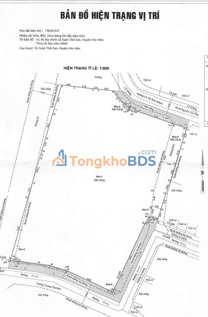 Đất nền 19.900m² MT Lê Thị Kim, Hóc Môn - Sổ hồng riêng, tiềm năng dự án lớn
