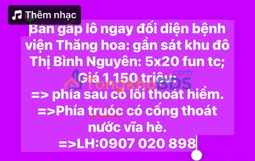 Đất nền 100m² Ngũ Hành Sơn, Đà Nẵng - Ngay BV Thăng Hoa, Giá 1.15 Tỷ