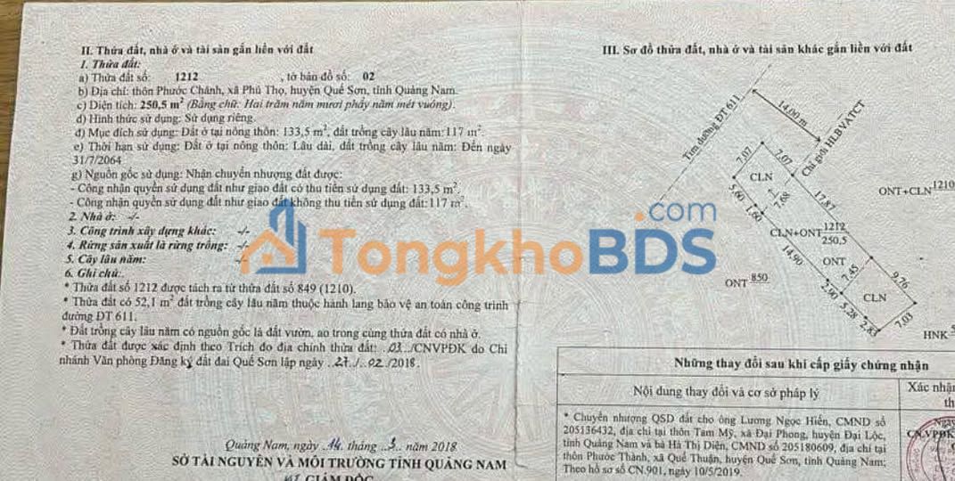 Đất nền mặt tiền DT611 Quế Sơn 130m² - Kinh doanh/Xưởng giá tốt