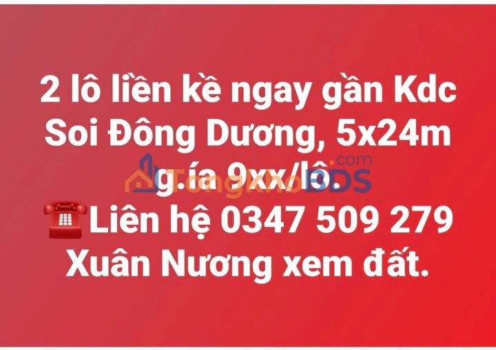 Bán Gấp 2 Lô Liền Kề Kdc Soi Đông Dương - 120m² Sổ Hồng Sẵn Sàng