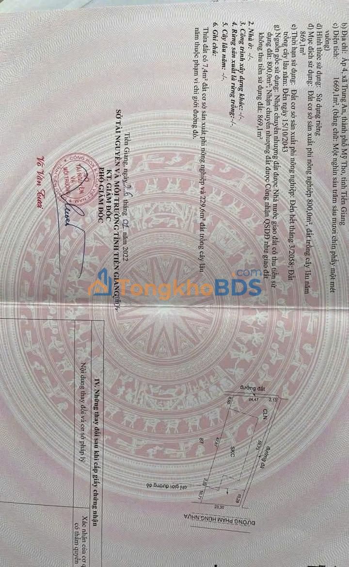 Bán Đất 3 Mặt Tiền TP Mỹ Tho - 1610m² Thổ Cư, Sẵn Làm Kho Xưởng