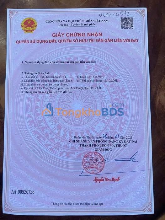 Đất nền Ea Kao 500m² 720 triệu - Sổ đỏ chính chủ