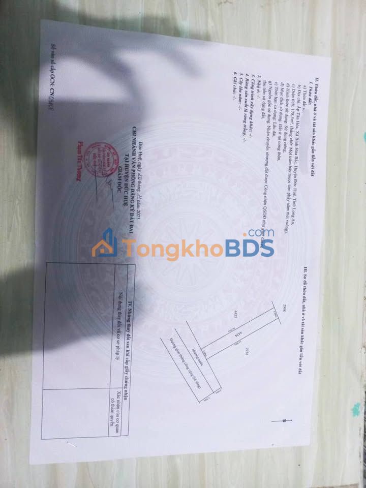 Đất Nền Đức Huệ 175m² - Sổ Hồng Sẵn Sàng - Giá 650 Triệu