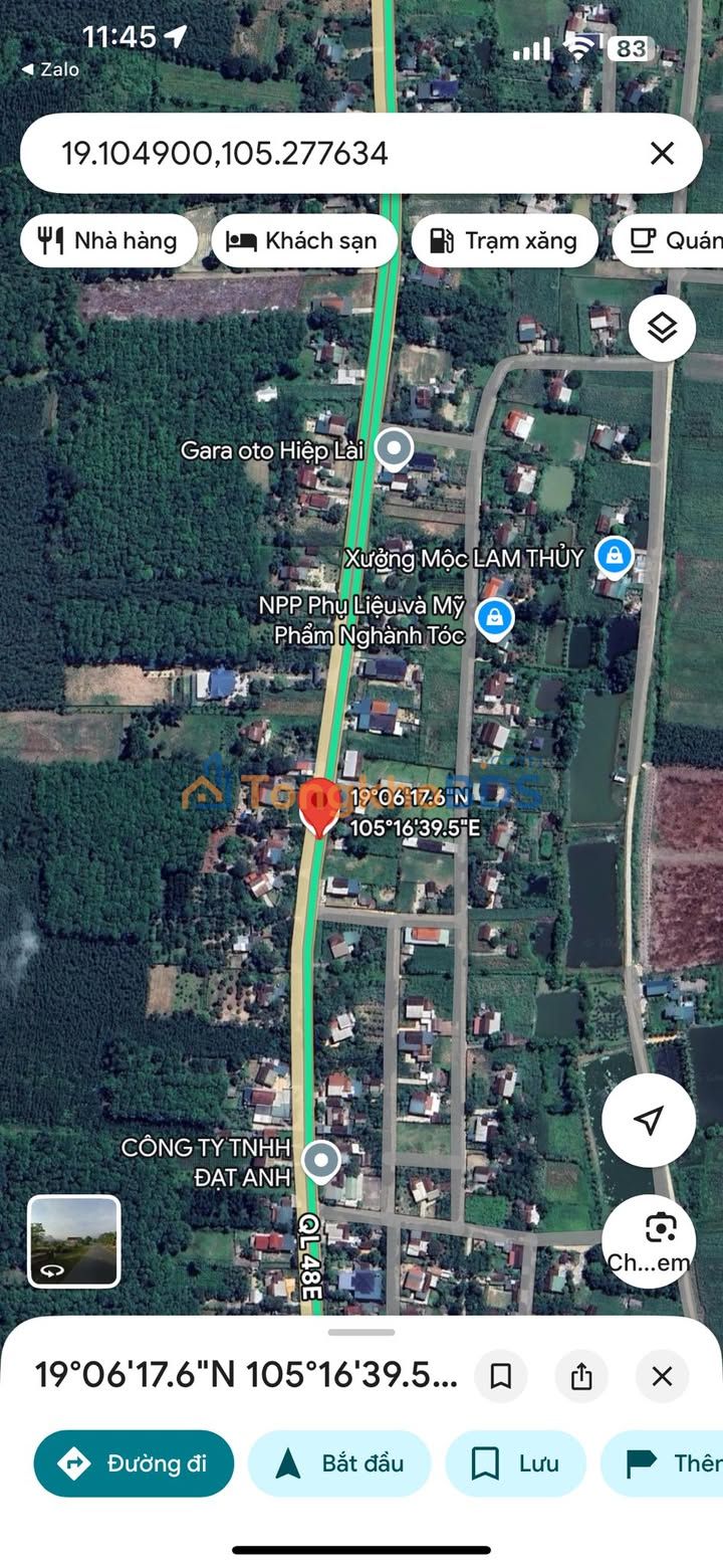 Đất nền QL48E Tân Phú, Nghệ An - 280m², Thổ cư, Dân cư sầm uất