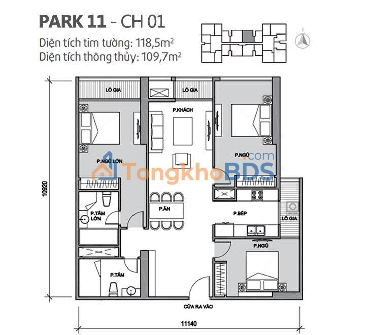 Chung cư Park 11 Cầu Giấy 119m² - 3PN, View Bể Bơi - Giá 14 Tỷ