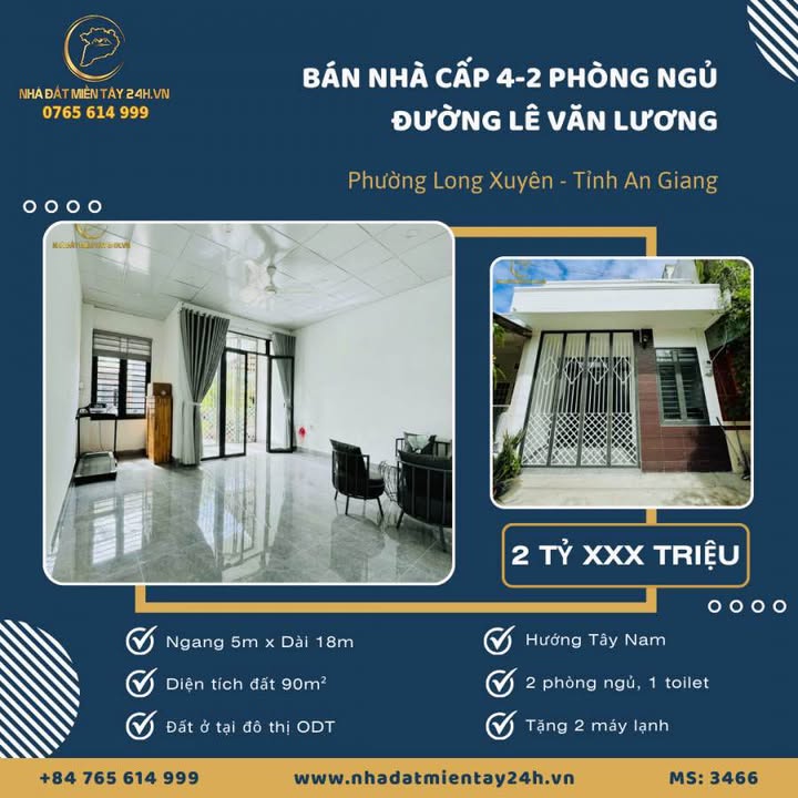 Nhà Cấp 4 90m² Mặt Tiền Lê Văn Lương, Long Xuyên - Giá 2 Tỷ Tốt Nhất